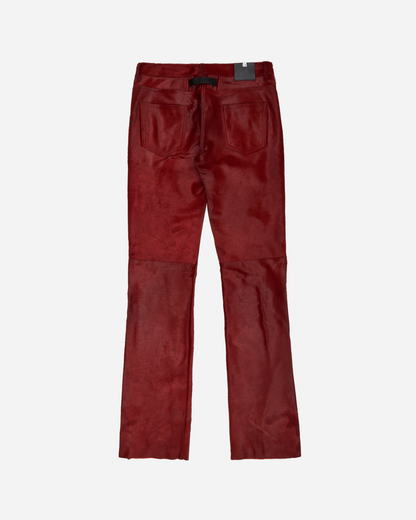 Hairy Calf Skin Pants Burgundy Red