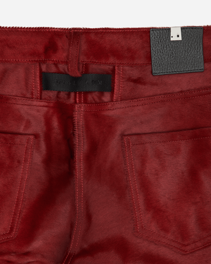 Hairy Calf Skin Pants Burgundy Red