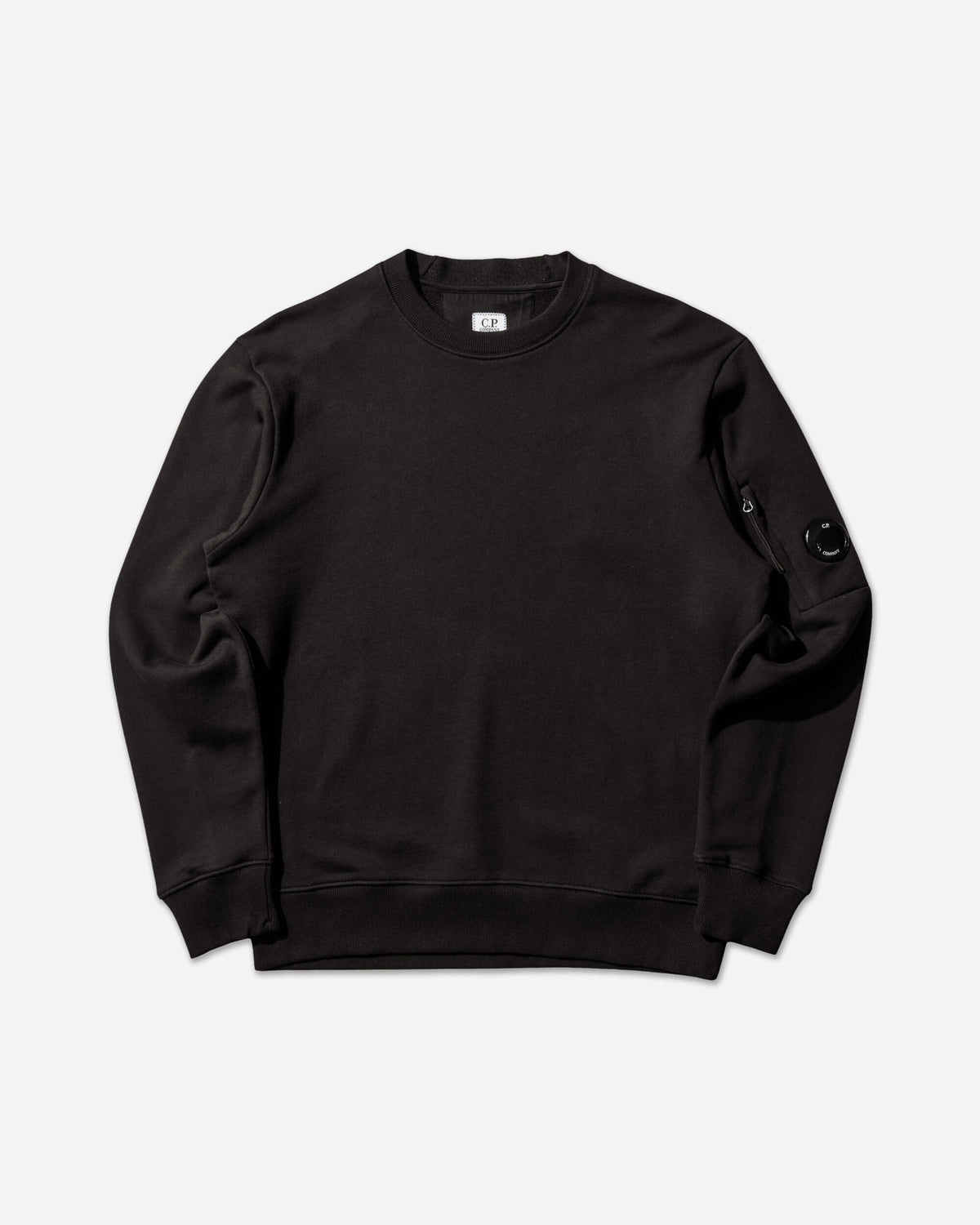 C.P. Company Diagonal Raised Fleece Crewneck Lens Sweatshirt BLACK Sweatshirts Crewneck RCCMSS713A-005086W 999