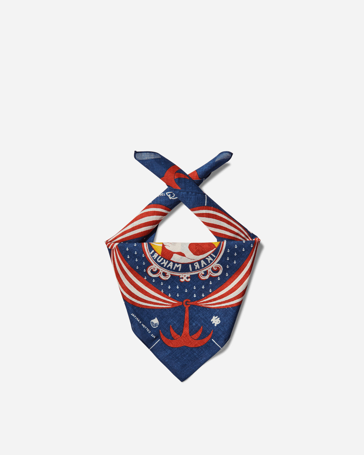 KAPITAL Color Bandanna (Ikarimakuri) Navy Gloves and Scarves Bandanas EK-645BAA NAVY