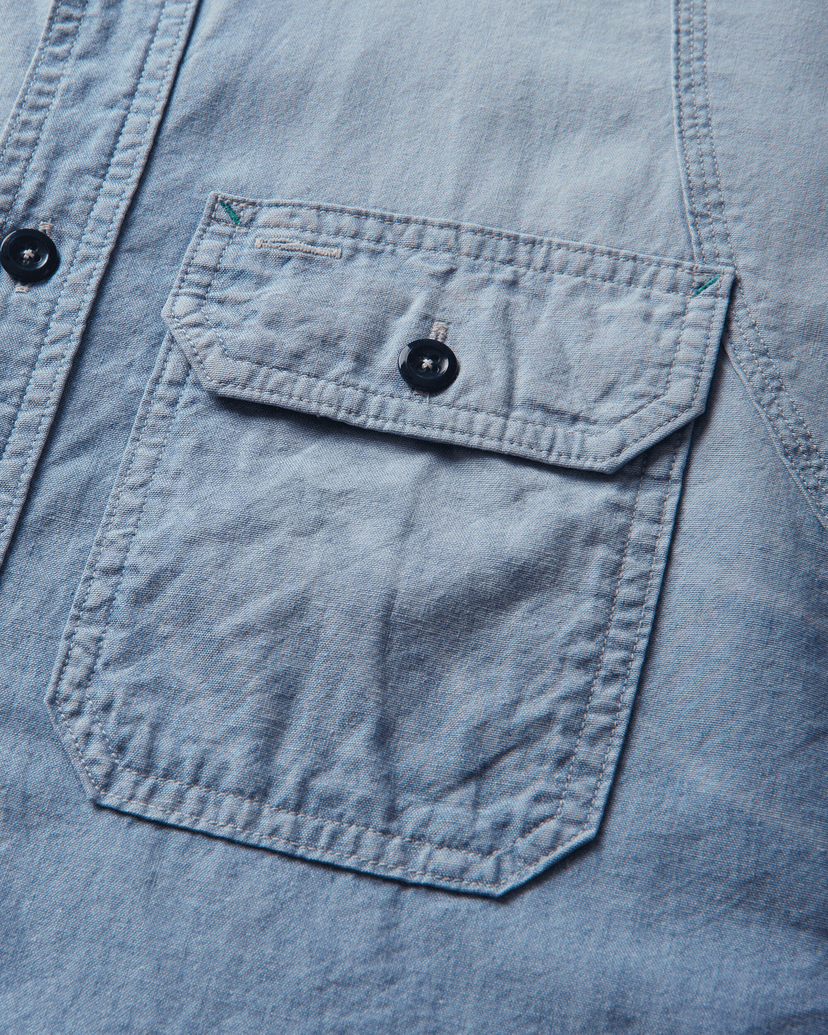 KAPITAL Chambray 2Tones Bone Patch Ventilator Workshirt Sax Shirts Longsleeve Shirt K2504LS142 SAX