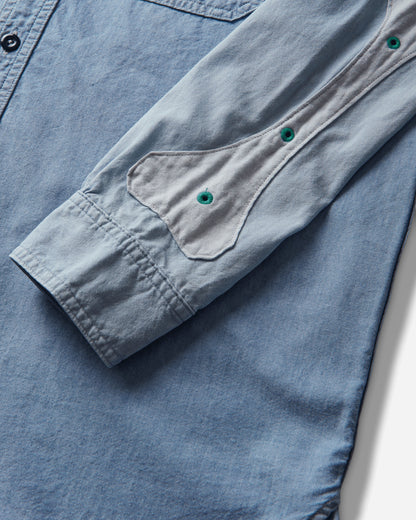 KAPITAL Chambray 2Tones Bone Patch Ventilator Workshirt Sax Shirts Longsleeve Shirt K2504LS142 SAX