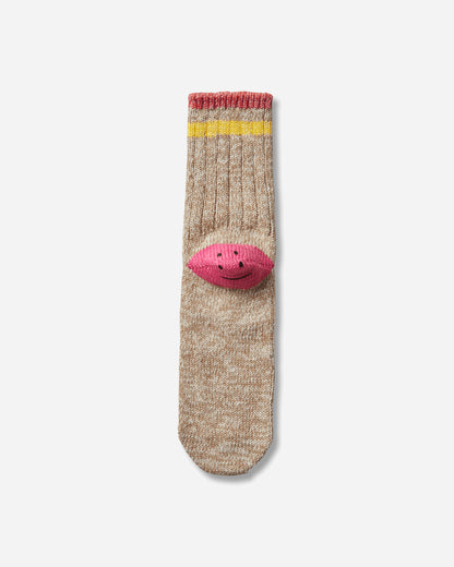 KAPITAL 60 Yarns Ivy Rainbowy Happy Heel-Hold Socks Beige - Pink Underwear Socks K2504XS534 BEIGEXPINK
