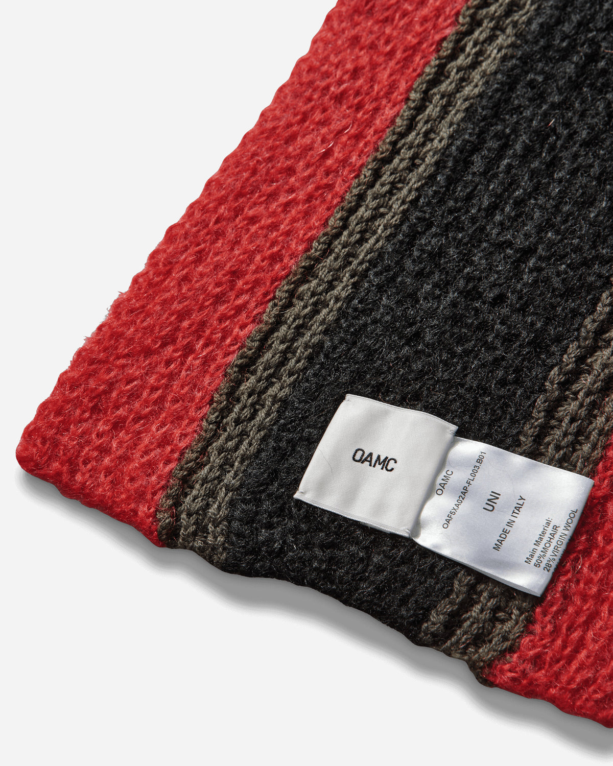 OAMC Red/Black/Green Chunky Knitted Scarf Red MULTI Gloves and Scarves Scarves and Warmneck OAF5XA02AP-FL003 B01