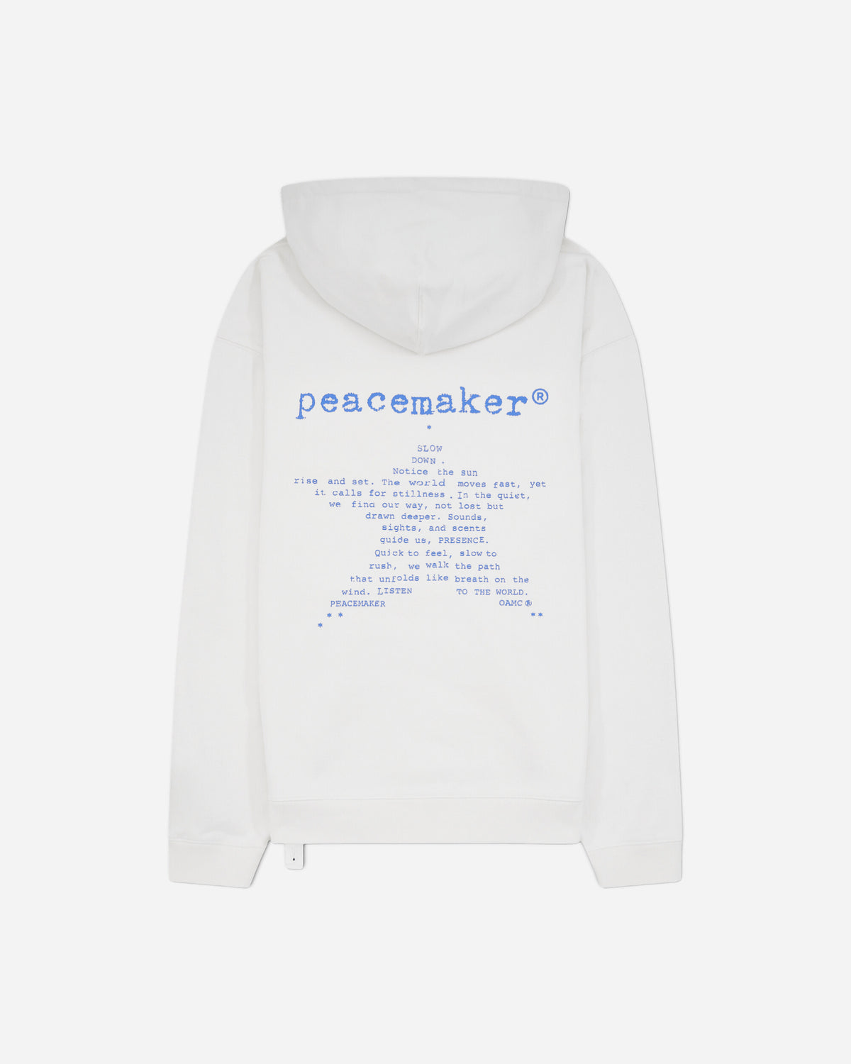 OAMC Peacemaker Loose Fit Hoodie Star Print White Sweatshirts Hoodies PCM2OH01LFT00201 01