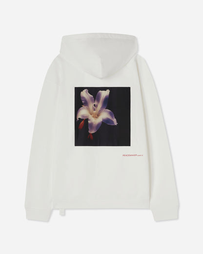 OAMC Peacemaker Peacemaker Flower Loose Fit Hoodie Snow White Sweatshirts Hoodies PCM1OH01GFT001002 WHT