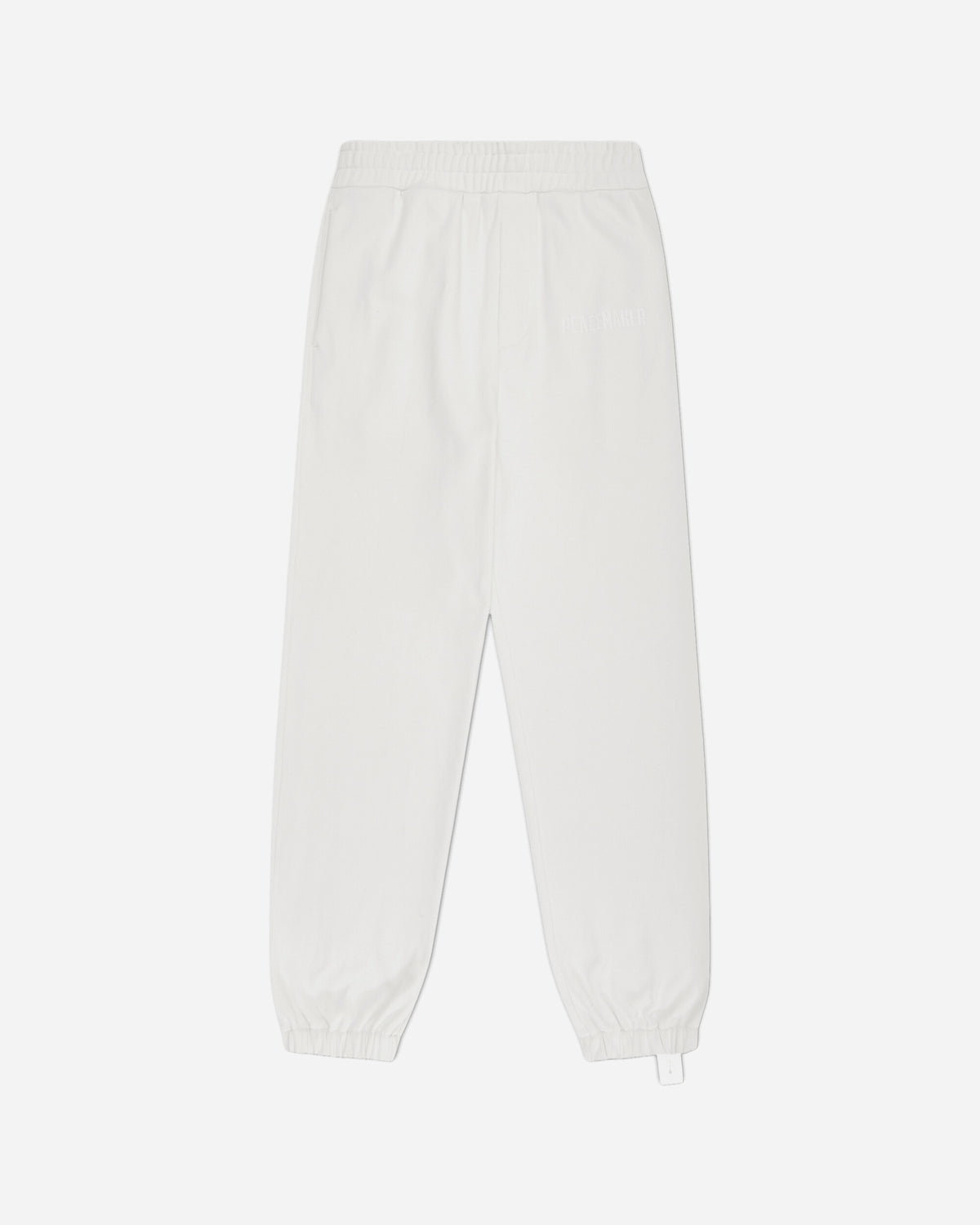 OAMC Peacemaker Loose Fit Sweatpants Peacemaker Logo White Pants Sweatpants PCM2OW01PFT00201 01