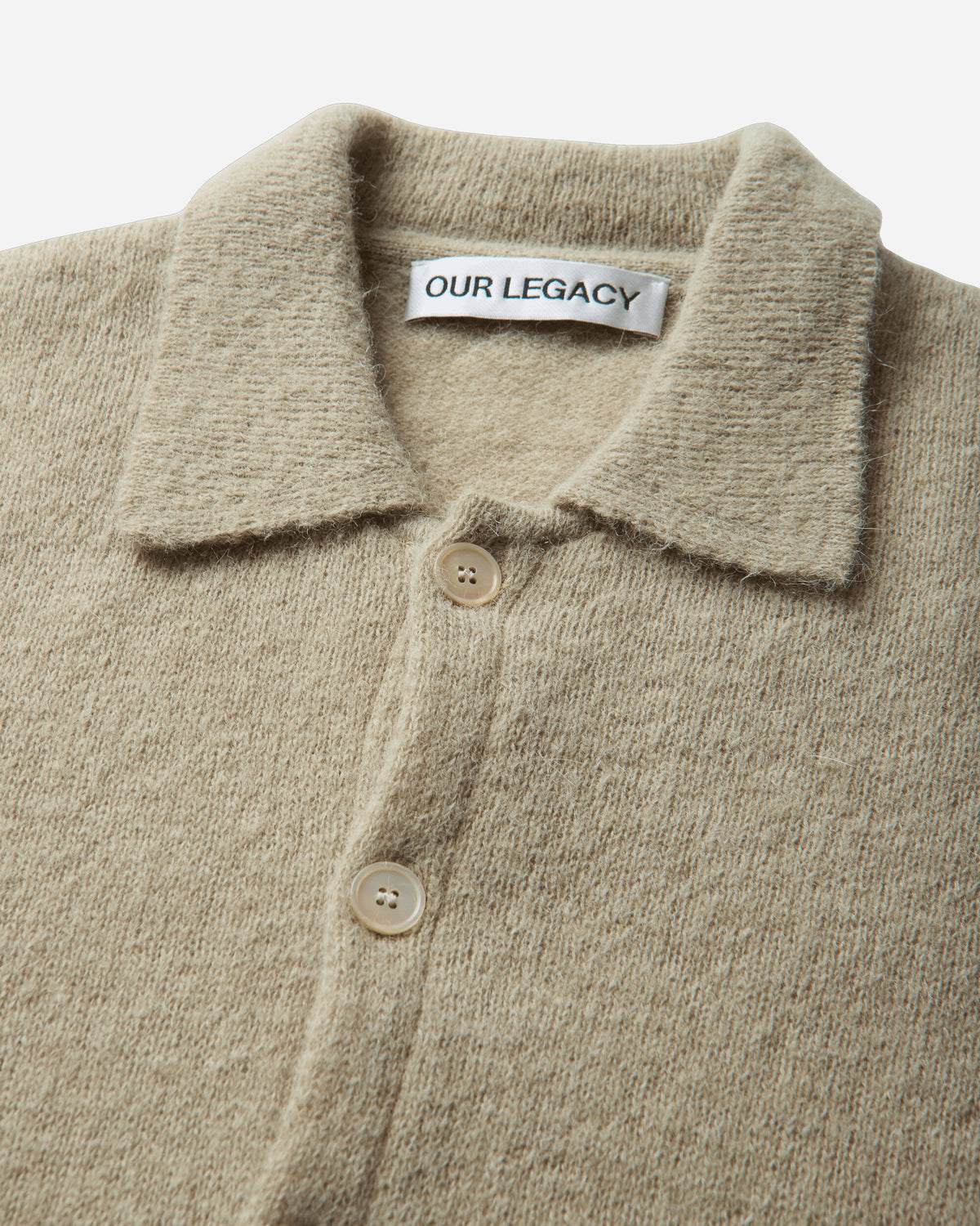 Our Legacy Evening Polo Soft Sage Fuzzy Alpaca Knitwears Cardigans M4263ES 001