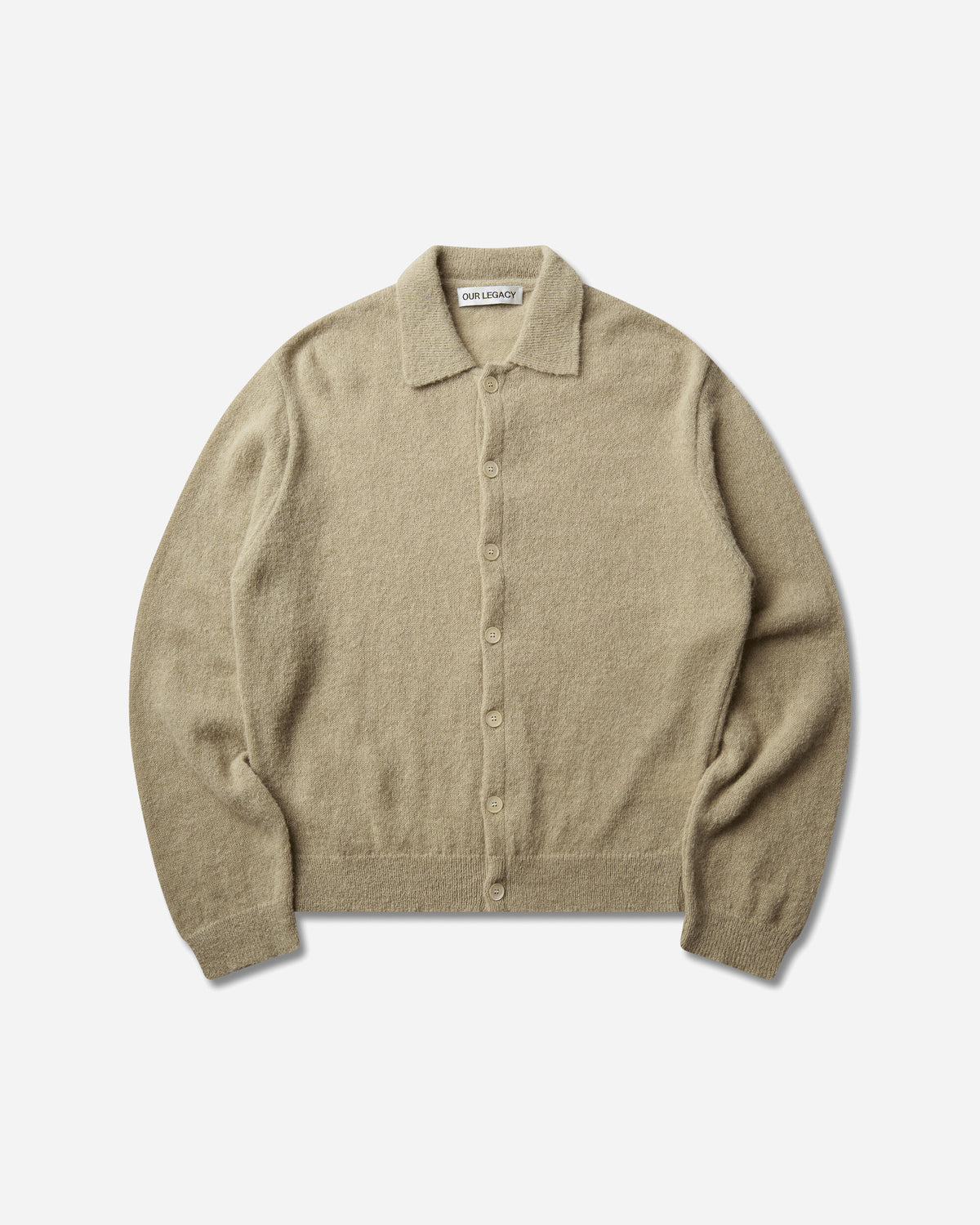 Our Legacy Evening Polo Soft Sage Fuzzy Alpaca Knitwears Cardigans M4263ES 001