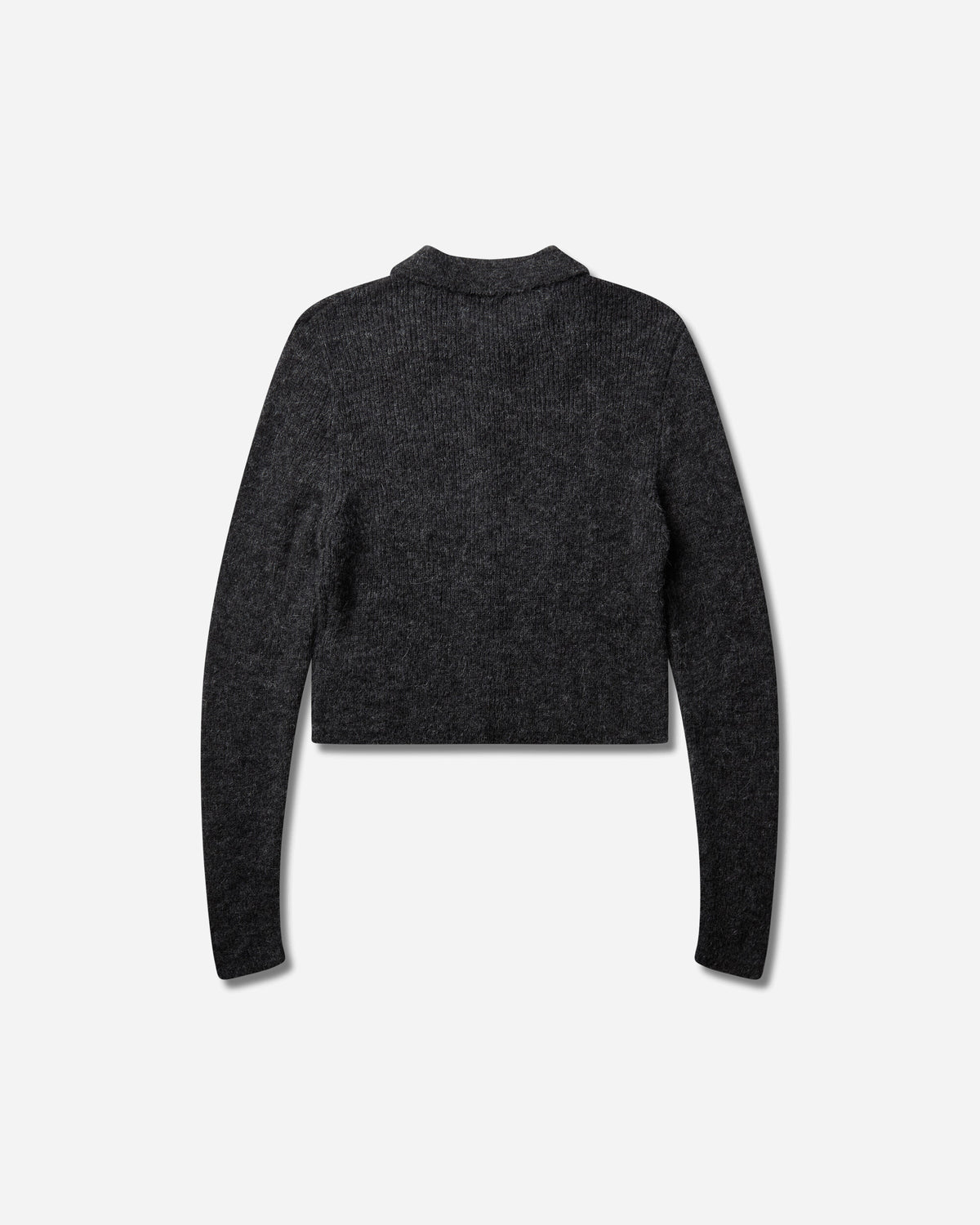 Our Legacy Wmns Mazzy Polo Charcoal Melange Fuzzy Alpaca Knitwears Cardigans W2263MCM 001