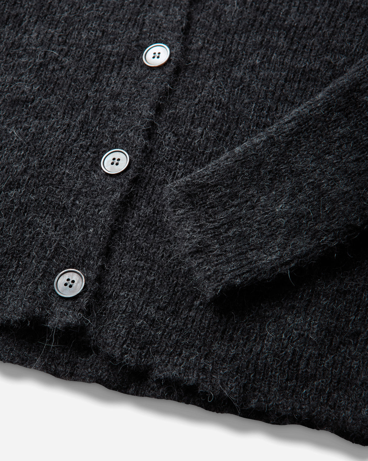 Our Legacy Wmns Mazzy Polo Charcoal Melange Fuzzy Alpaca Knitwears Cardigans W2263MCM 001