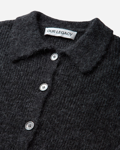 Our Legacy Wmns Mazzy Polo Charcoal Melange Fuzzy Alpaca Knitwears Cardigans W2263MCM 001