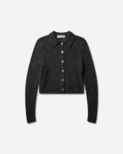 Our Legacy Wmns Mazzy Polo Charcoal Melange Fuzzy Alpaca Knitwears Cardigans W2263MCM 001