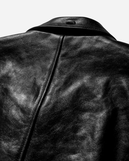 Our Legacy Mini Jacket Top Dyed Black Leather Coats and Jackets Jackets M4239MTD 001