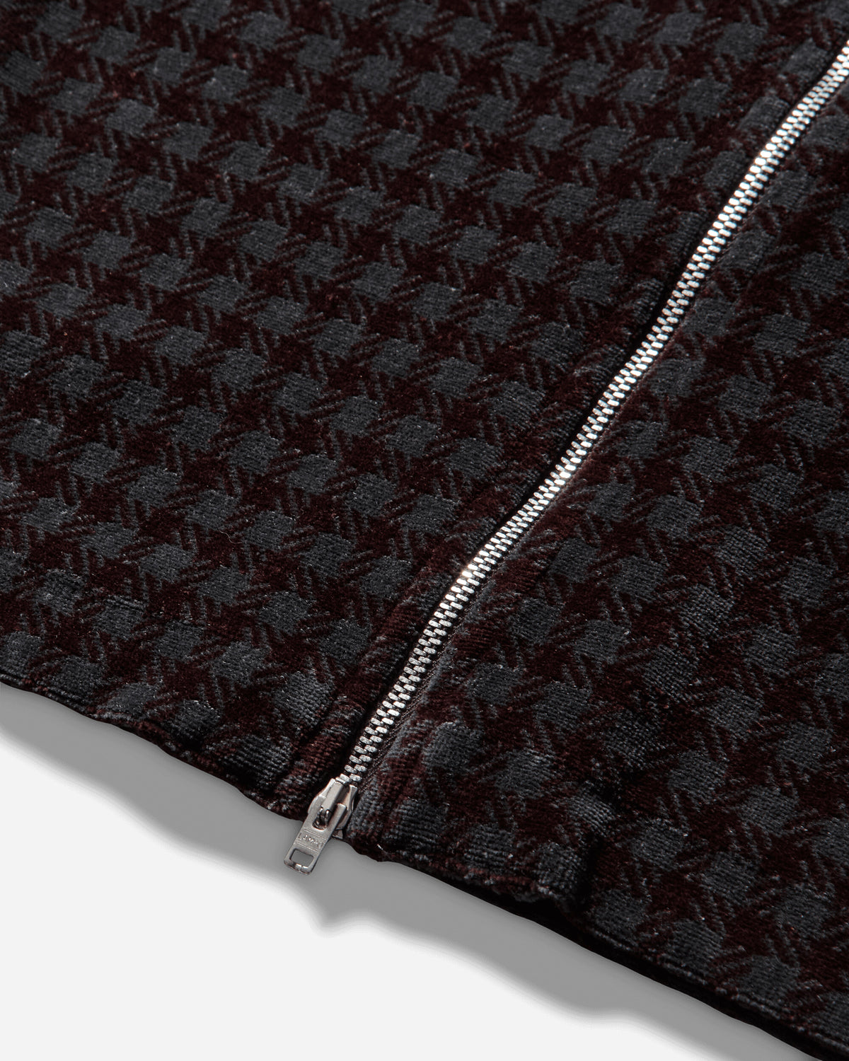 Our Legacy Wmns Slim Zip Longsleeve Merlot Houndini Check Velour Sweatshirts Track Tops W2266SMH 001