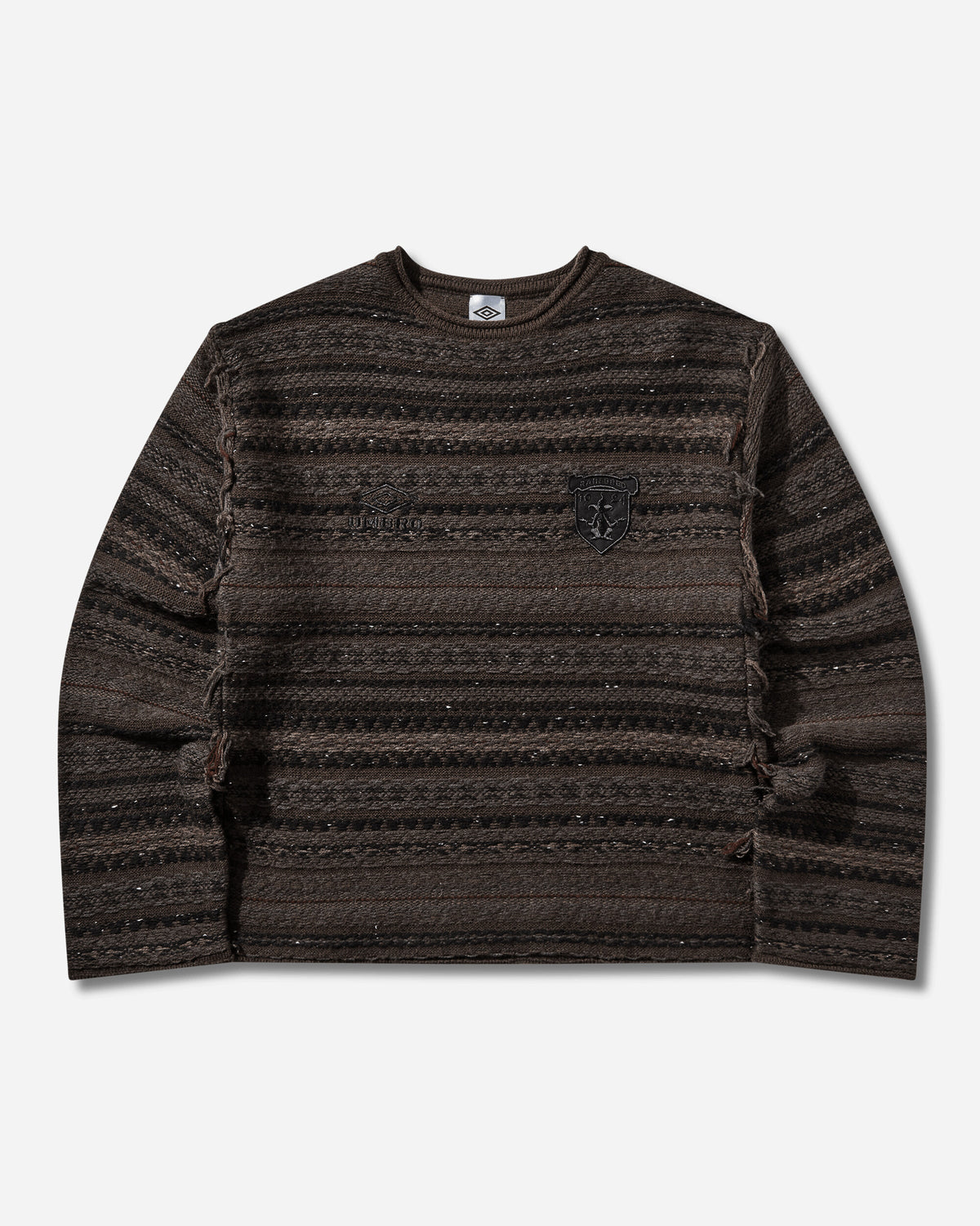 Umbro Fair Isle Crest Crew Black Brown Knitwears Sweaters UBMW0654YA27 BLK0040
