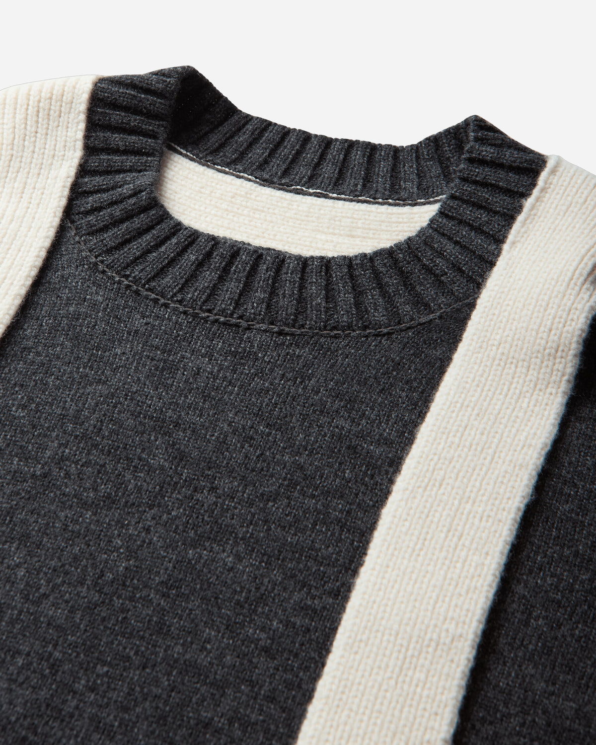 sacai Wool Knit Pullover Grey/Off White Knitwears Sweaters 26-04069M 304