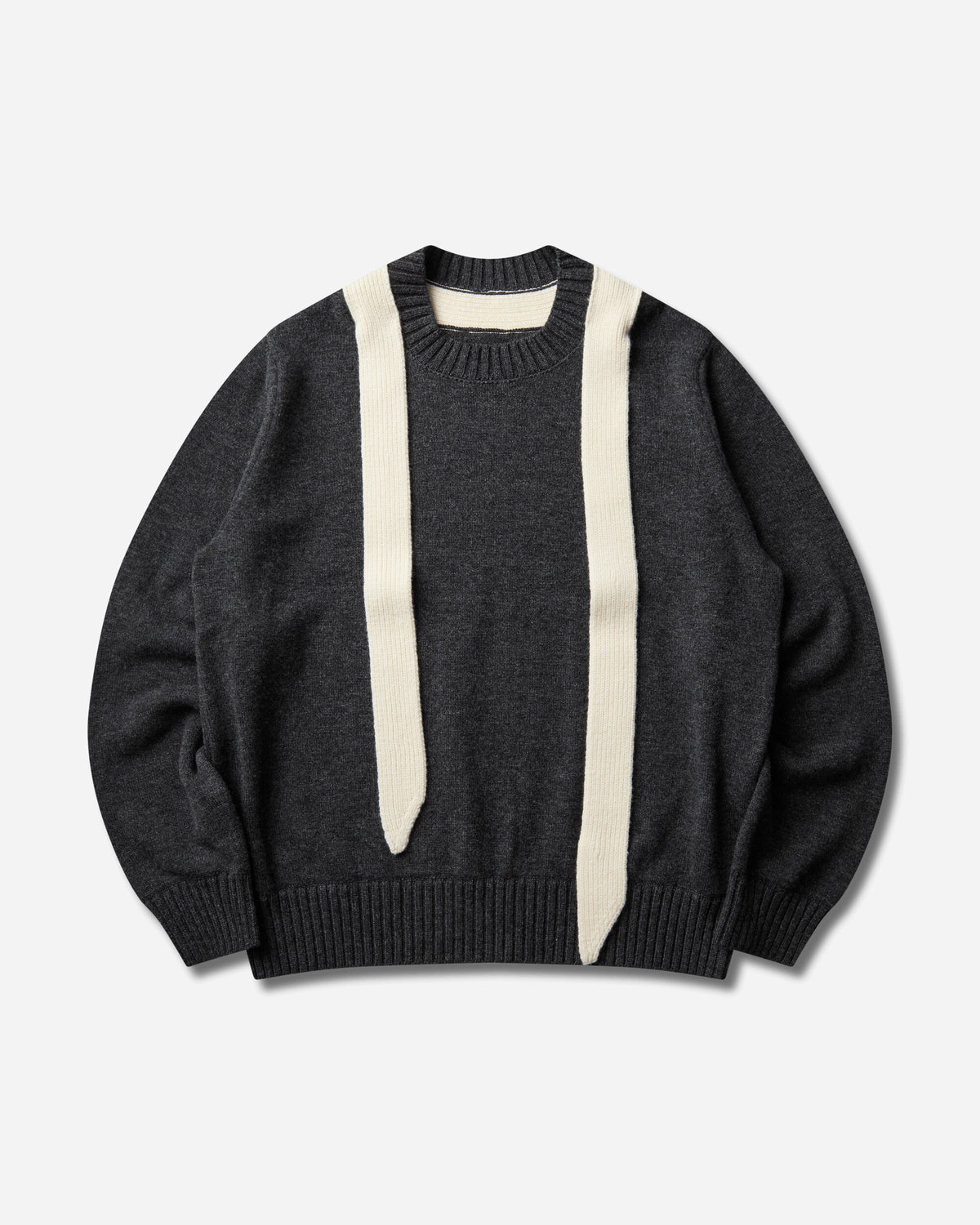 sacai Wool Knit Pullover Grey/Off White Knitwears Sweaters 26-04069M 304